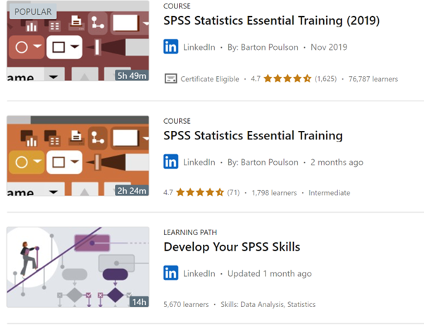 A screenshot showing LinkedIn learning courses related to Statistics and Calculus.