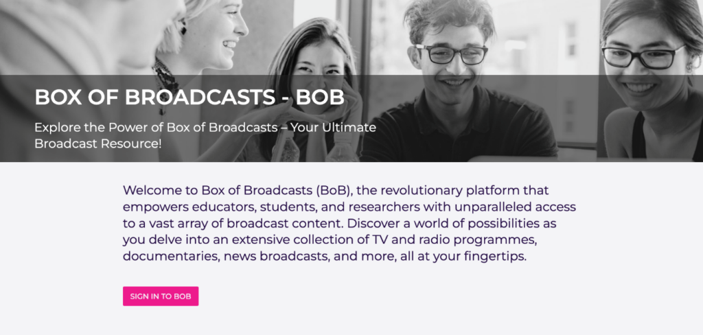 A screen shot of box of broadcast home page.