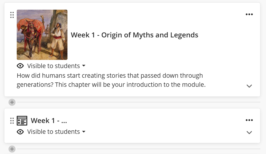 A screenshot showing an example Blackboard document with title and brief description.